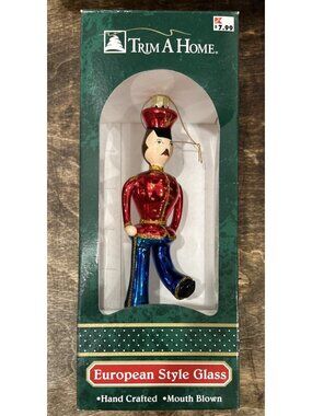 Trim A Home Collection European Style Mouth Blown Glass Ornament Toy Soldier NIB